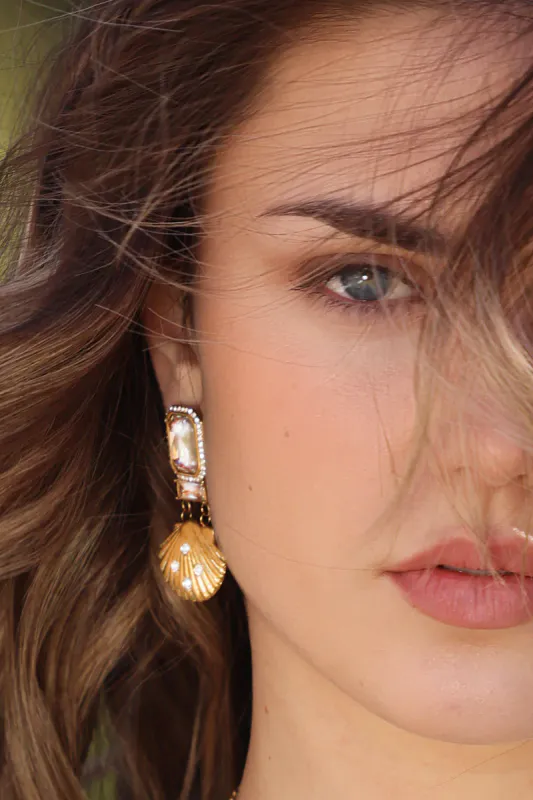 CRYSTAL SHELL EARRINGS
